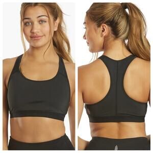 FREE PEOPLE FP Movement Move Me Bra SZ S Black Pink Logo Racerback Sports Bra